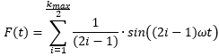 Square wave signal added up from sine waves formula